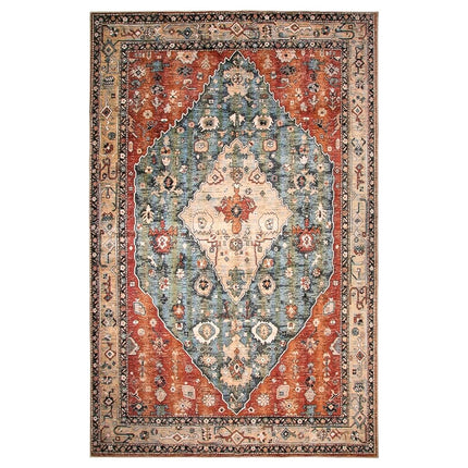 Lahome Boho Tribal Area Rug - 8x10 Large Living Room Area Rug for Bedroom Aesthetic, Washable Playroom Mat Vintage Soft Nursery Accent Carpet for Dining Family Room Foyer Apartment Den,Rust