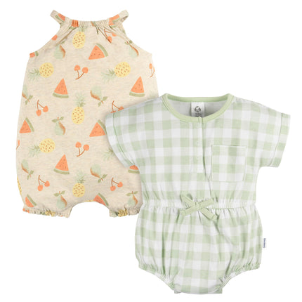 Gerber Baby Girls Sleeveless and Short Sleeve Romp