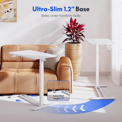 FLEXISPOT H7 Pneumatic Mobile Overbed Table 70 x 40 cm, White