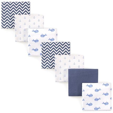 Hudson Baby 7 Piece Flannel Receiving Blanket, Blu