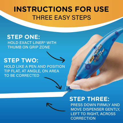 Cinta Correctora BIC Wite-Out Exact Liner, Blanca, 1/5 pulg. x 19-8/10 pies (An. x L)
