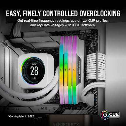 CORSAIR VENGEANCE RGB DDR5 RAM 32GB (2x16GB) Up to 6400MHz CL36 Intel XMP iCUE Compatible Computer Memory - White (CMH32GX5M2B6400C36W)