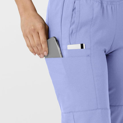 WonderWink 5555TCEILXLT W123 Women's Comfort Waist Cargo Jogger Pant, Ceil Blue, Tall-XL Size