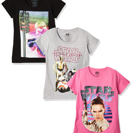 Star Wars Big Girls' Classic Graphic Tee 3-Pack, A