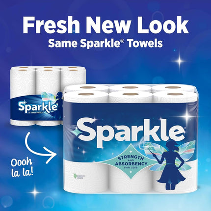 Sparkle Pick-A-Size Paper Towels, 6 Double Rolls = 12 Regular Rolls, Everyday Value Paper Towel with Full and Half Sheets
