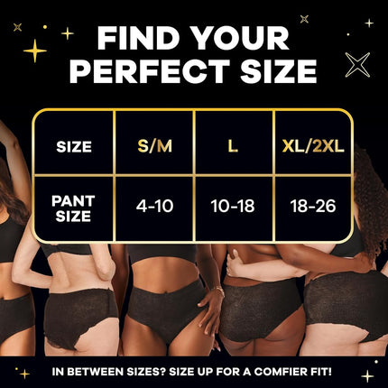 Always ZZZs Overnight Disposable Period Underwear for Women, Size L, Black Period Panties, Leakproof, 7 Count, Pack of 2 (14 Count Total)