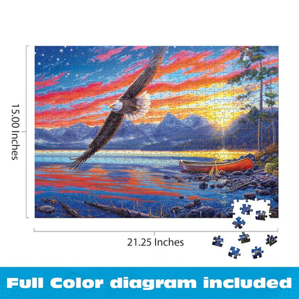 Buffalo Games - Star-Spangled Sunset - Darrell Bush - 500 Piece Patriotic Jigsaw Puzzle for Adults - American Nature Sunset Scene with Bald Eagle - Fourth of July Artwork, Adult Puzzles