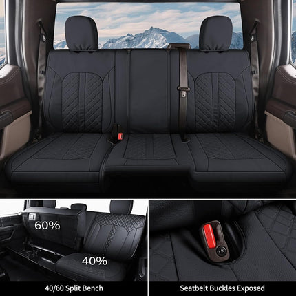 Truckiipa Custom for Dodge Ram 1500 Seat Covers Full Set Leather Seat Cover Fit for 2009-2018 Dodge Ram 1500, 2010-2023 Ram 2500 3500 Crew Mega Cab, 2019-2023 Ram 1500 Classic Only, Full Set, Black