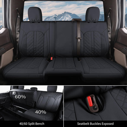 Truckiipa Custom for Dodge Ram 1500 Leather Seat Covers Full Set Waterproof Truck Seat Cushion Protector Fit for 2009-2018 Dodge Ram 1500, 2010-2023 Ram 2500 3500 Crew Mega Cab, Full Set, Black