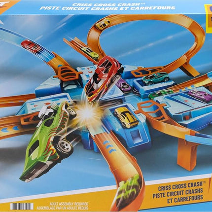 Hot Wheels Criss Cross Crash Motorized Track Set, 4 High Speed Crash Zones, 4-Way Booster, 4 Loops, Includes 1 Die-Cast Vehicle, 4 to 10 Years+, DTN42 - Amazon Exclusive