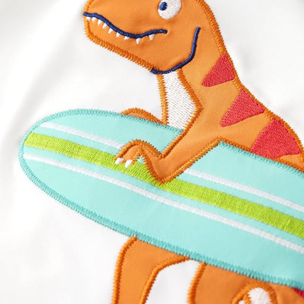 Rashguard de manga larga bordado para niños y bebés Gymboree, Dino Surfer, 12