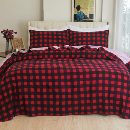 Elegant Comfort Ultra Soft 4-Piece 100% Turkish Cotton Flannel Sheet Set - Buffalo Check Plaid Flannel Sheets, Warm and Cozy Anti-Pill Premium Quality, Deep Pocket Fitted Sheet- Twin XL, Burgundy