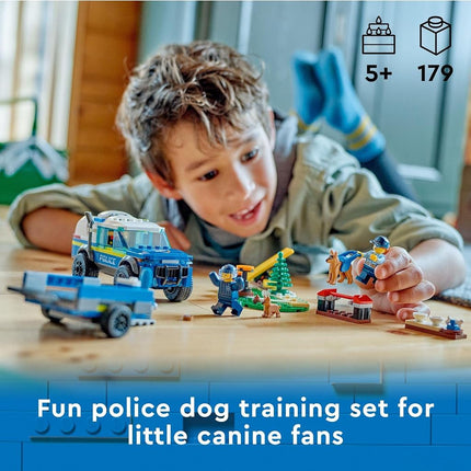 LEGO City Mobile Police Dog Training Set, Kids' Toy Car with Trailer, 2 Minifigures and Puppy Figures, Animal Playset, Building Toys for 5+ Year Old Boys and Girls 60369
