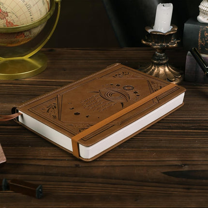 TIEFOSSI Lined Journal Notebook for Women Men, Leather Journal with Pen, A5 Evil Eye Hardcover Notebook for Work, Journaling, Travel & School, 100 GSM Thick Paper, 320 Numbered Pages, 15.8 x 21 cm