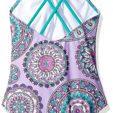 Kanu Surf Girls' Jasmine Beach Sport Halter One Piece Swimsuit, Jasmine Purple, 8