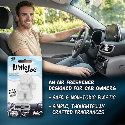 Little Joe 96401-6PK New Car Scent, Car Air Freshener, Clips to A/C Air Vent, Alcohol-Free Fragrance Oil, Non-Hazardous and Non-Toxic Plastic, Set of 6