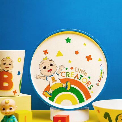 Zak Designs CoComelon Kids Dinnerware Set 3 Pieces, Durable and Sustainable Melamine Bamboo Plate, Bowl, and Tumbler are Perfect for Dinner Time with Family (JJ, Cody, Nina)