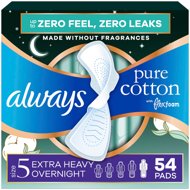 Always Pure Cotton, Feminine Pads For Women, Size 