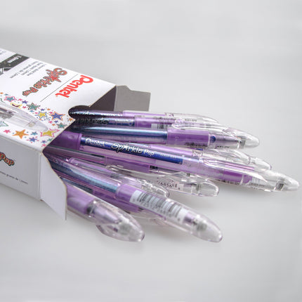 Pentel Sparkle Pop Bolígrafo de Gel Metálico, Trazo Grueso (1.0mm), Tinta Violeta/Azul - K91-DV