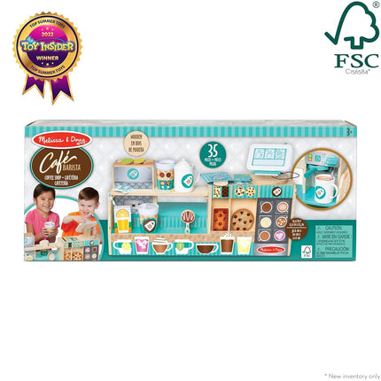 Melissa & Doug Wooden Toy Caf� Barista Coffee Shop | Wooden Toy for Kids | Role Play | Montessori Toy | 3+ | Gift for Boys or Girl - FSC Certified