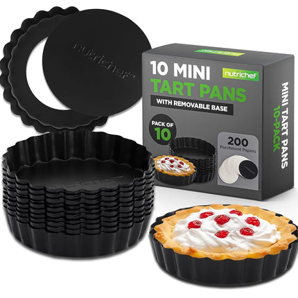 Nutrichef Nonstick Mini Tart Pans,10-Piece Heavy D