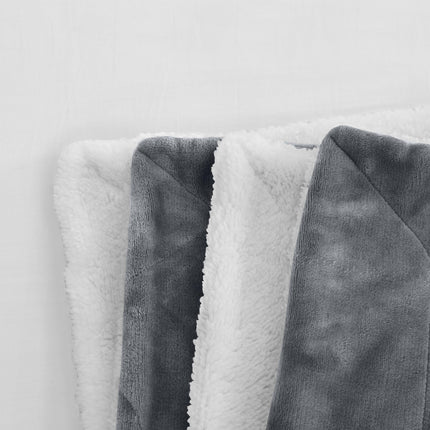 Elegant Comfort Reversible and Ultra-Plush Flannel Fleece Sherpa Throw- Lightweight Soft and Cozy- All Season Decorative Throw, Perfect for Lounging, 50 x 60 inches, Gray