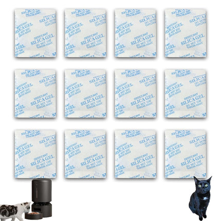 xcivi Lot de 12 sachets déshydratants pour distributeurs automatiques de nourriture pour chats et chiens, anti-humidité, garde les aliments de votre animal au sec et frais