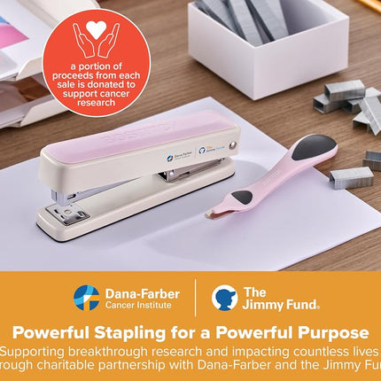 Bostitch Titan Heavy Duty Metal Stapler, 50 Sheet Capacity with 1250 Staples and Ergonomic Staple Remover, Jam Free Stapling, Full Strip Stapler for Desk, Office and Classroom, Pink & White