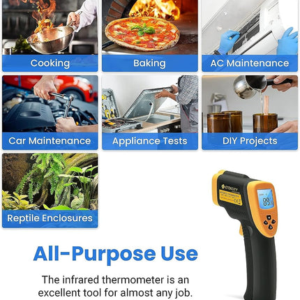 Etekcity Lasergrip 800 Temperature Gun-58℉ to 1382℉ with 16:1 DTS Ratio, High Laser Temp IR Tool for Cooking, Grill, Pizza Oven, Griddle, Engine, HVAC, Not for Human, Light Yellow