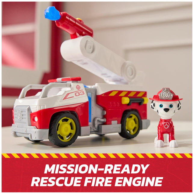 PAW Patrol Fire Rescue: Marshall Rescue Fire Engine with Action Figure & Projectile Launcher & Toy Truck, Kids Toys for Boys & Girls Ages 3 and Up