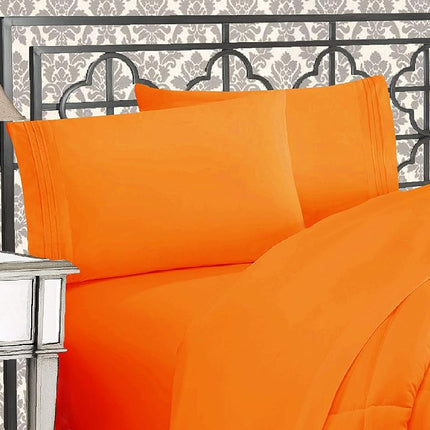 Elegant Comfort 1500 Thread Count Wrinkle & Fade Resistant Egyptian Quality Ultra Soft Luxurious 4-Piece Bed Sheet Set with Deep Pockets, California King Elite Orange