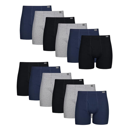 Hanes Men's Underwear Boxer Briefs Pack, Cotton ComfortSoft Boxer Brief for Men, Moisture-Wicking Breathable, Multipack, Assorted - 12 Pack, M