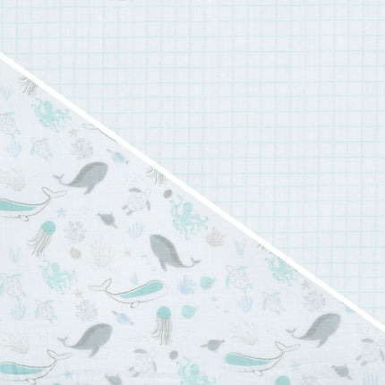 Delta Children Mantas de muselina 100% algodón para bebés y niñas – 119,4 x 119,4 cm (paquete de 2), Vida Marina