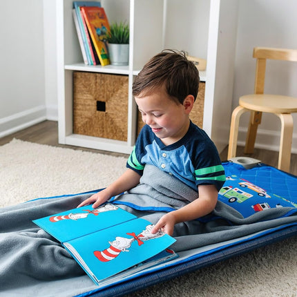 Wildkin Modern Nap Mat for Kids – Soft Cozy Cotton Blend with Pillow & Elastic Straps, Ideal for School & Travel - Heroes