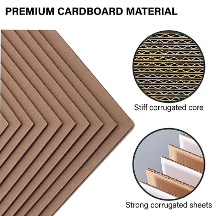 50 Packs 8x10 Inch Corrugated Cardboard Sheets, Premium Brown Kraft Corrugated Pads Cardboard Inserts Bulk Flat for T-Shirts, Shipping, Mailing, DIY Décor and Crafts