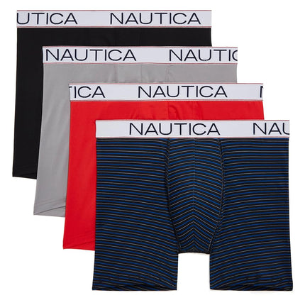 Nautica mens 4 Pack Micro Boxer Briefs, Black/Shar