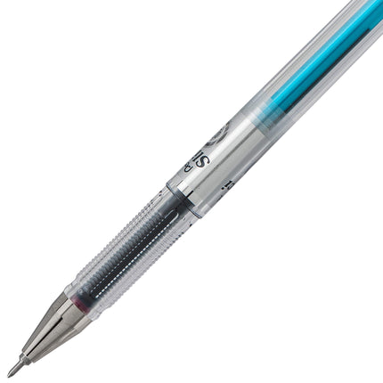 Bolígrafo de gel ultrafino Pentel Arts Slicci de 0,25 mm, tinta azul celeste, caja de 12 (BG202-S2)