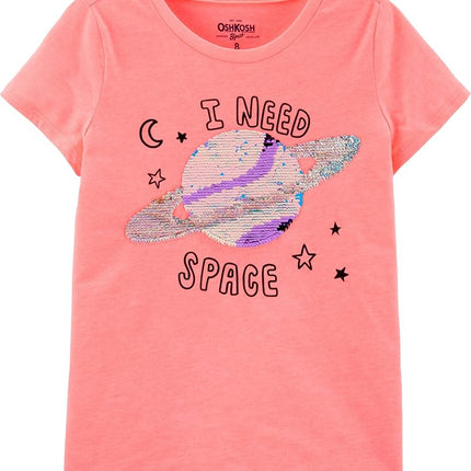 OshKosh B'Gosh Niñas Pequeñas Camiseta con Lentejuelas Reversibles, Fiebre Neon de la Isla, 6-6X