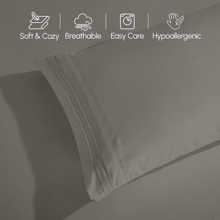 Elegant Comfort Luxurious 1500 Premium Hotel Quality Microfiber 4-Piece Sheet Set, 18-24 Inches Deep - Extra Deep Pocket Sheets - Ultra Soft 4PC Deep Pocket Sheets, King, Gray