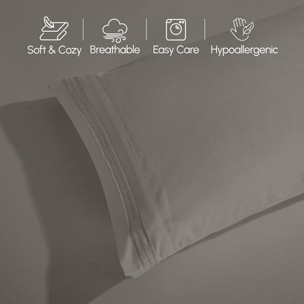 Elegant Comfort Luxurious 1500 Premium Hotel Quality Microfiber 4-Piece Sheet Set, 18-24 Inches Deep - Extra Deep Pocket Sheets - Ultra Soft 4PC Deep Pocket Sheets, King, Gray