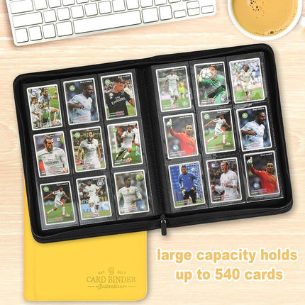 Foalgo 9 Pocket Trading Card Album Folder, Holds 540 Cards, Yellow, 7.5in x 9.8in