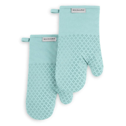 KitchenAid Asteroid Oven Mitt 2-Pack Set, Mineral Water Aqua, 7"x12.5"