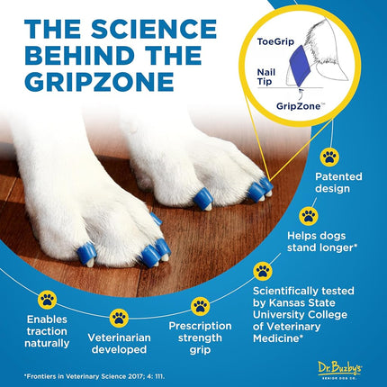 Dr Buzby's Large ToeGrips for Dogs - Instant Traction on Wood/Hardwood Floors - Anti-Slip Relief for Senior Dogs - Stop Sliding Instantly - Rubber Nails - 1 Pack (20 Grips)