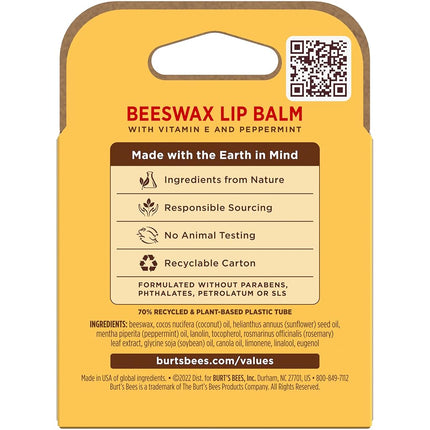 Burts Bees Beeswax Lip Balm Pack, 0.15 oz, 4-Piece