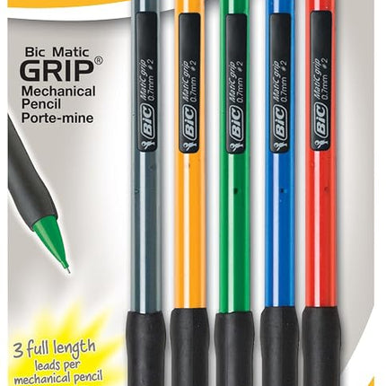 BIC Matic Grip Mechanical Pencil, Medium Point (0.7 mm), 5 Pencils