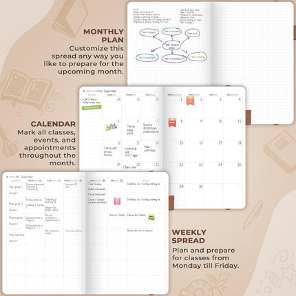 Clever Fox Teacher Planner – School Year Planner with Calendars & Lesson Plans – Teacher Plan Book for Classroom & Homeschool Organization - Undated, Hardcover (Rose Gold), A5 (5.8'' x 8.3'')