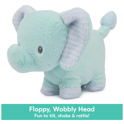 GUND Colección Baby Safari Friends Peluche Elefante con Sonajero, Juguete Sensorial de Peluche para Bebés y Recién Nacidos, Azul Turquesa, 17.78 cm