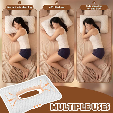 Lounsweer 24 x 14 x 4 Inches White Ear Piercing Hole with Large Holes Pillows Side Sleeper Pillow for Side Sleepers and Ear Inflammation Pressure Sores Comfort Relieves Pressure While Sleeping