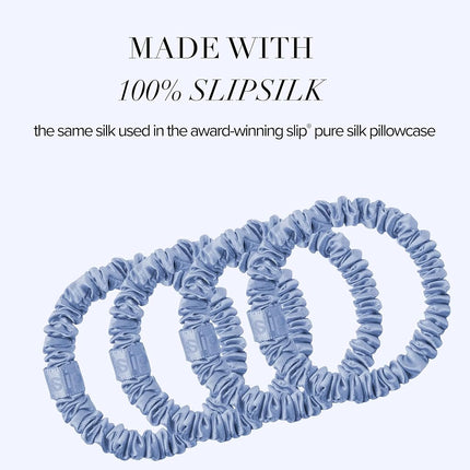 Slip Silk Hair Ties, Cornflower Skinny Scrunchies, Set of 4 | Anti-Damage