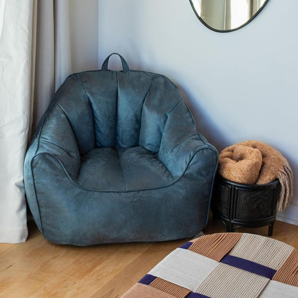 Big Joe Hug Bean Bag Chair, Basalt Blue, Vegan Suede, Kids and Teens, 3 feet